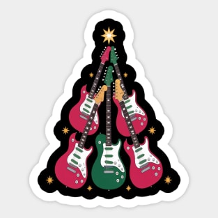 Cool Guitar Christmas Tree Guitar Lovers Christmas Tree Sticker